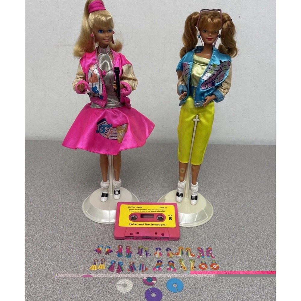 Vintage Barbie & The Sensations BARBIE, BOPSY(Spotted Legs), Cassette, Earrings